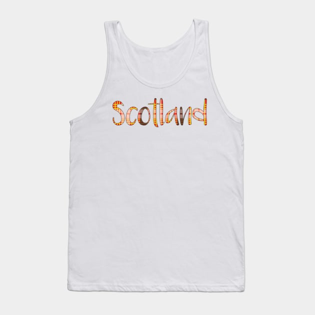 SCOTLAND, Red, Yellow, Black and White Tartan Style Design Tank Top by MacPean